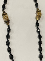 Womens Black Beaded Necklace Faceted Beads Gold Tone Long Fashion Jewelry