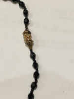 Womens Black Beaded Necklace Faceted Beads Gold Tone Long Fashion Jewelry