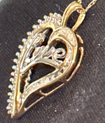 10K Yellow Gold~Genuine Diamond Heart Shaped “Love” Pendant and 10K Yellow G