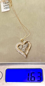 10K Yellow Gold~Genuine Diamond Heart Shaped “Love” Pendant and 10K Yellow G