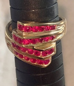10k Yellow Gold-Ladies Gold Genuine Ruby Ring- Size 8.