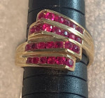 10k Yellow Gold-Ladies Gold Genuine Ruby Ring- Size 8.