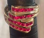 10k Yellow Gold-Ladies Gold Genuine Ruby Ring- Size 8.