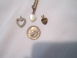 Heart Shaped Pendants  - 2 w/Rhinestones + 1 Ivory Tone