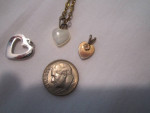 Heart Shaped Pendants  - 2 w/Rhinestones + 1 Ivory Tone