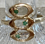 14K Solid Yellow Gold Infinity Ring with Round Genuine Emerald’s. Size 6 New