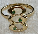 14K Solid Yellow Gold Infinity Ring with Round Genuine Emerald’s. Size 6 New