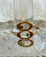 14K Solid Yellow Gold Infinity Ring with Round Genuine Emerald’s. Size 6 New