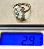 14K Solid Yellow Gold Infinity Ring with Round Genuine Emerald’s. Size 6 New