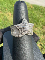 10k solid yellow gold diamond star ring 6.7 grams size 8 iced out buss