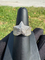 10k solid yellow gold diamond star ring 6.7 grams size 8 iced out buss