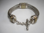 Heavy Chain Bracelet with Aquamarine Sterling Silver and 18k Gold