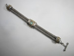 Heavy Chain Bracelet with Aquamarine Sterling Silver and 18k Gold