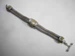 Heavy Chain Bracelet with Aquamarine Sterling Silver and 18k Gold