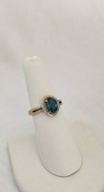 1.25 Carat London Blue Topaz & Diamond 10K 2.4 Grams Retail Price $800