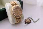 Mans Gold Rolex President with diamond face