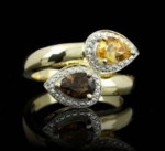 925 Silver Ct Smokey Quartz 0.01ct Diamond Ring