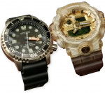 Casio G-shock Glacier Gold Limited Edition And Citizen Eco Drive Diver
