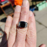 Black Spinel w/ White Zircon ring