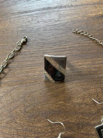 Gray geometric jewelry: necklace, earrings and ring
