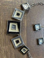 Gray geometric jewelry: necklace, earrings and ring
