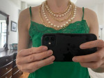 Fake gold / pearl layered necklace