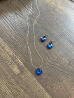 Swarovski - Blue Crystal Earrings and necklace