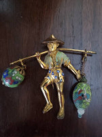 Asian / Chinese Water Boy Pin Brooch or a book clip