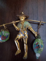 Asian / Chinese Water Boy Pin Brooch or a book clip