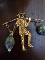 Asian / Chinese Water Boy Pin Brooch or a book clip