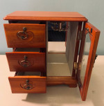 Wooden Jewelry Box  Organizer Chest Exquisite ETCHED GLASS door