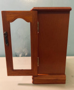 Wooden Jewelry Box  Organizer Chest Exquisite ETCHED GLASS door