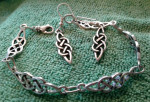 Irish Celtic Sterling Silver Bracelet Earrings Set Handcrafted Knot