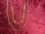New Gold Plated Two Strand Necklace 32" Long