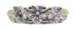 14K gold 3 stone diamond 1.05ct D VS1 engagement-anniversary ring