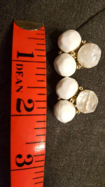 Lisner Earing / Double Strand Necklace Set  - white