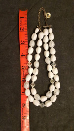 Lisner Earing / Double Strand Necklace Set  - white