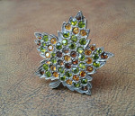 GORGEOUS artist-designed fall-themed leaf brooch Austrian crystals