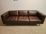 Saddle brown leather sofa