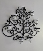 Wall Decor Scrolled Iron with Glass Vases