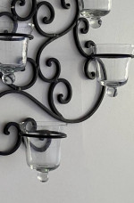 Wall Decor Scrolled Iron with Glass Vases
