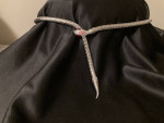 Whiting & Davis Vtg silver tone mesh snake necklace belt, rhinestone