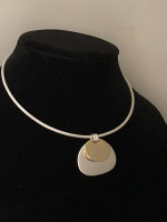 marked AK,(Ann Klein) choker necklace with 2 tone drops