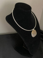 marked AK,(Ann Klein) choker necklace with 2 tone drops