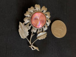 Hologram signed Jewelarama flower brooch 2 1/4" t x 1 1/2"
