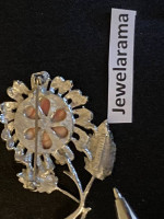 Hologram signed Jewelarama flower brooch 2 1/4" t x 1 1/2"