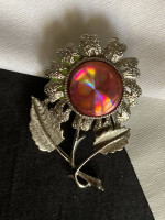 Hologram signed Jewelarama flower brooch 2 1/4" t x 1 1/2"
