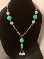 Chunky necklace, beads on chain, with drop accent