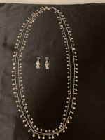 Lot of 2, 51" dangle necklaces & 1 pr earrings marked 1968 PAT. P