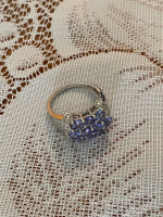 Tanzanite Platinum Sterling Silver Ring